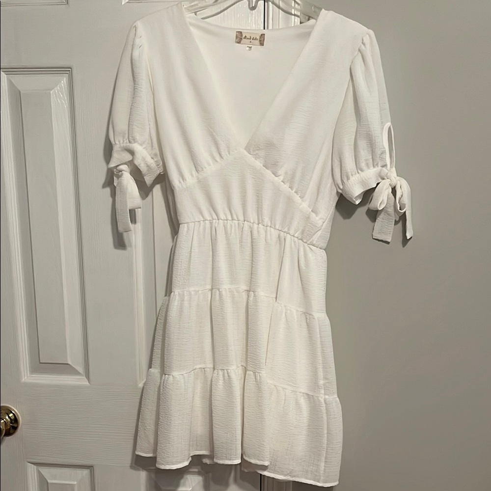 ALTAR’D STATE White Tiered Dress with Puff Sleeves